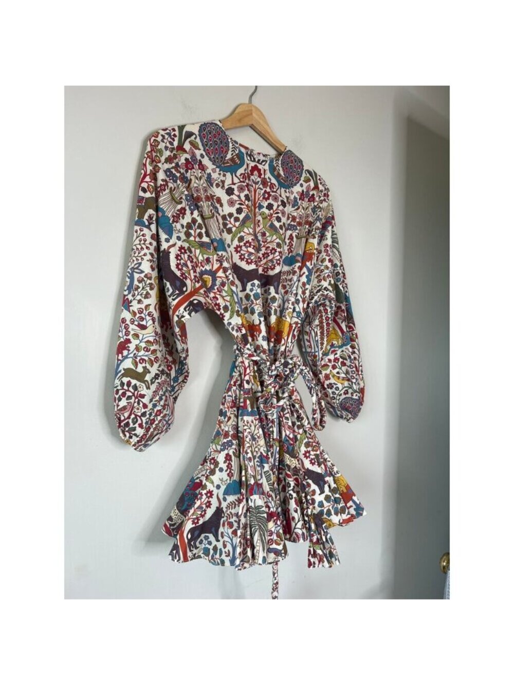NEW Rhode Belted Waist Ella Printed Cotton Boho Mini Dress Red Size: Extra Small - Picture 3 of 7